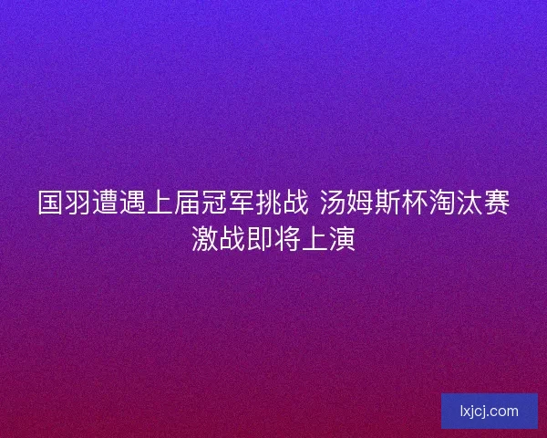 国羽遭遇上届冠军挑战 汤姆斯杯淘汰赛激战即将上演